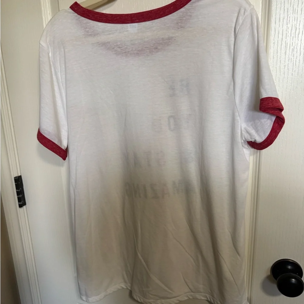 Old Navy XL White Red Ringer Tee "Be You & Stay Amazing" Graphic T-Shirt EUC - Picture 3 of 3